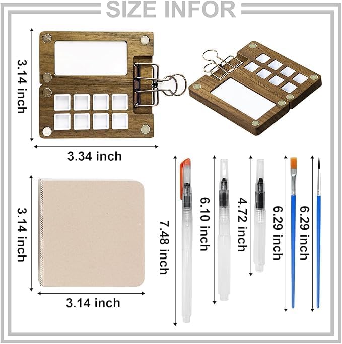 URSOQ Pocket Artist Watercolor Palette Set - Travel Watercolor Palette Set with Paint, Brush, Sketchbook & Copper Clip, for Beginners, Artists & Painting Enthusiasts - Image 2